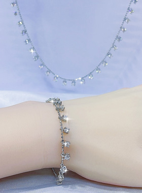 s925纯银满天星莫桑石珠钻项链