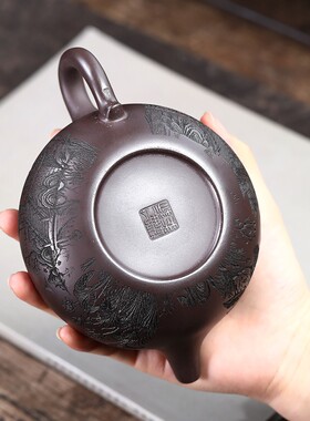 一件仿古  荷亭远岫宜兴紫砂壶赤龙血砂家用茶具茶壶泡茶壶