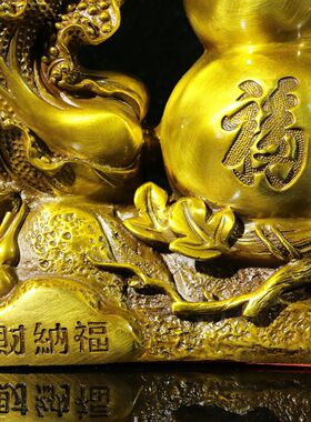 铜葫芦摆件黄铜百财葫芦客厅桌面店铺柜台装饰品白菜福禄葫芦摆件