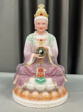 骊山老母神像供奉汉白玉黎山老母无生老母像家用无极老母佛像摆件
