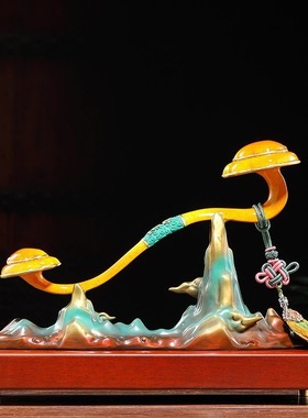 厂家批发黄铜江山如意中式摆件客厅酒柜玄关家居乔迁办公室装饰品