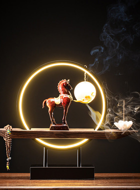 创意招财陶瓷马摆件中式12生肖家居客厅办公室工艺品摆设开业礼品