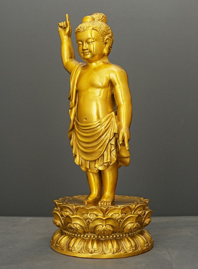 浴佛黄铜释迦牟尼佛摆件药师佛全铜工艺品家居佛堂供奉