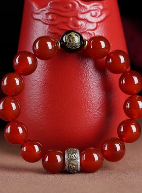红玛瑙手链本命年手串六字真言节生日礼物饰品男士女款情侣生肖