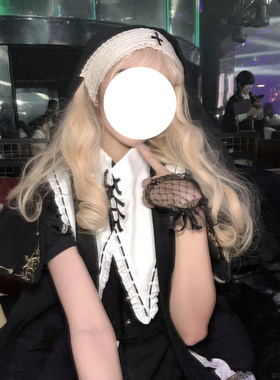 修女头饰帽子松紧带朋克暗黑色哥特式lolita头饰头巾万圣节配饰