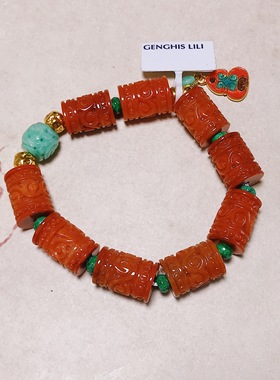 承李李原创设计 珠宝玉石新款现货 红翡翠路路通爆款手链女