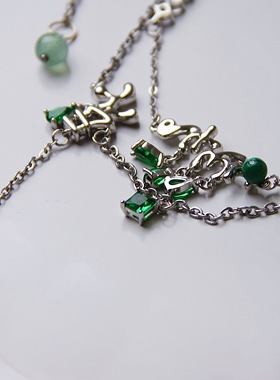 承李李原创设计绿宝石锁骨链