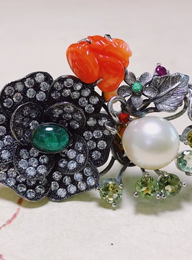 承李李原创设计风碧玺有机红宝石