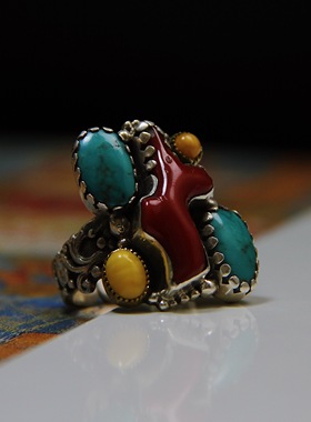 承李李原创设计纯银蜜蜡银饰指环