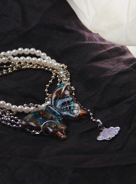 承李李琉璃蝴蝶珍珠手链时尚女