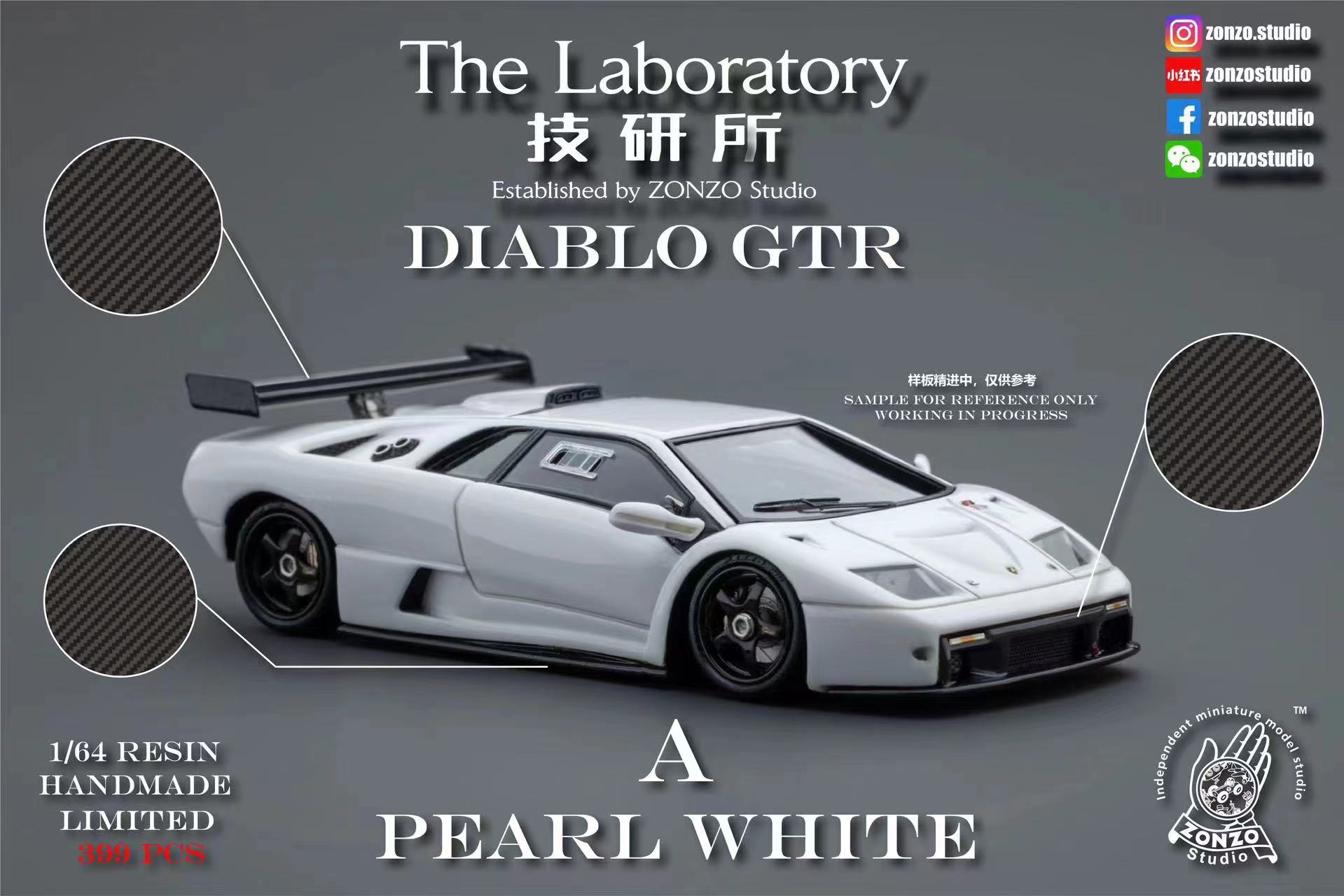 技研所 兰博基尼 大菠萝 Diablo GTR 树脂 1:64 - 图0