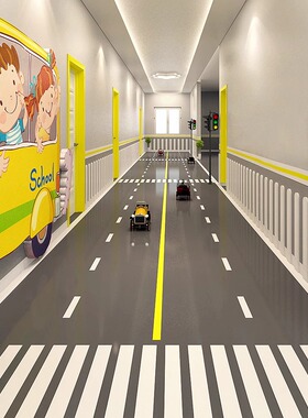 幼儿园走廊彩虹地贴跑道地贴