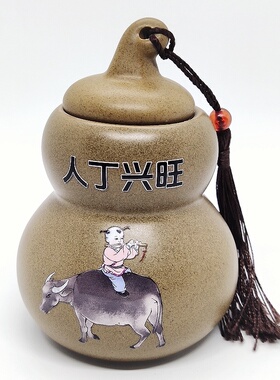 厨房东北角艮卦 解决火烧子孙山 牧童骑牛 避火龙 土陶瓷罐摆件