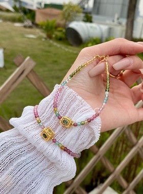 kimbabe studio雨过天晴七宝玲珑碧玺手链手串小众女夏礼物925银