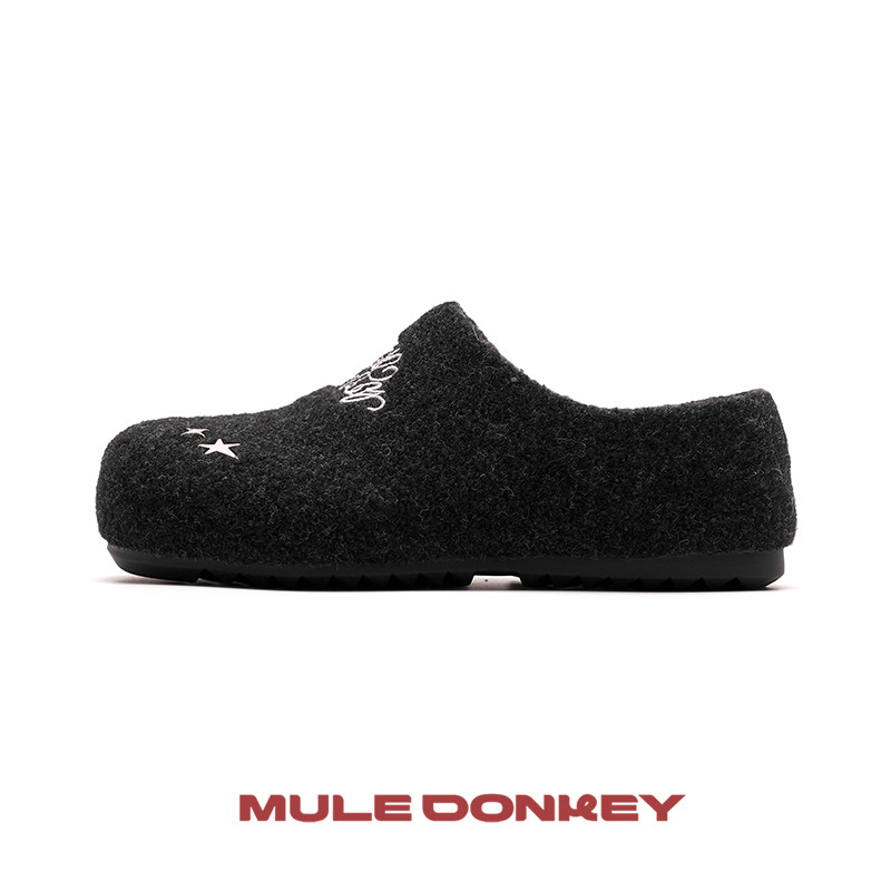 多嘴驴Donkey毛绒勃肯鞋女款冬季保暖毛毛鞋一脚蹬黑色厚底棉拖鞋,淘宝优惠券,粉丝福利购,淘宝优惠卷