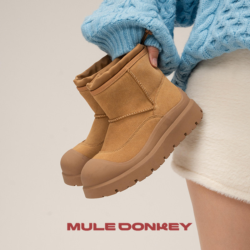 多嘴驴Donkey东北雪地靴女冬季中筒保暖面包棉鞋厚底加绒加厚棉靴,淘宝优惠券,粉丝福利购,淘宝优惠卷