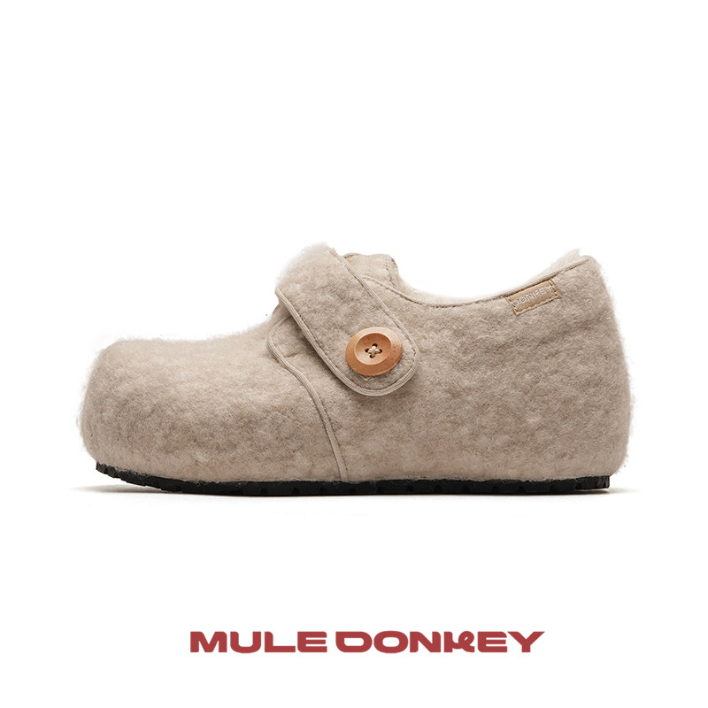 多嘴驴Donkey灰色毛绒勃肯鞋女冬季雪地靴毛毛鞋加绒保暖厚底棉鞋,淘宝优惠券,粉丝福利购,淘宝优惠卷