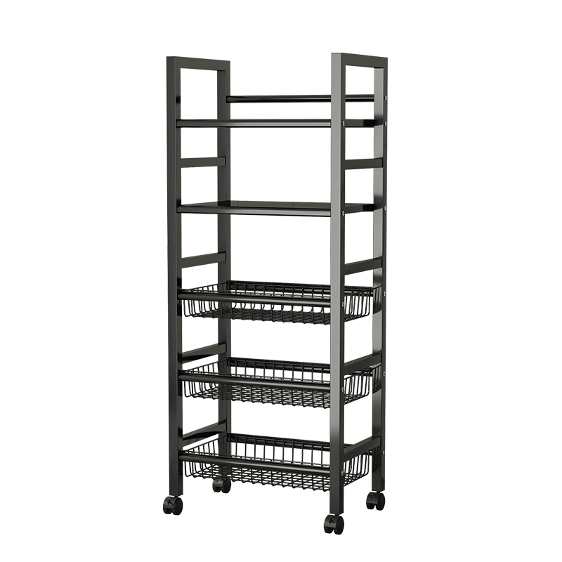 厨房置物架落地多层微波炉架子家用货架锅架蔬菜篮推车收纳储物架 - 图3