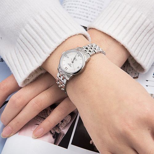 Tissot 天梭力洛克系列手表女瑞士机械机芯精钢银盘 - 图1