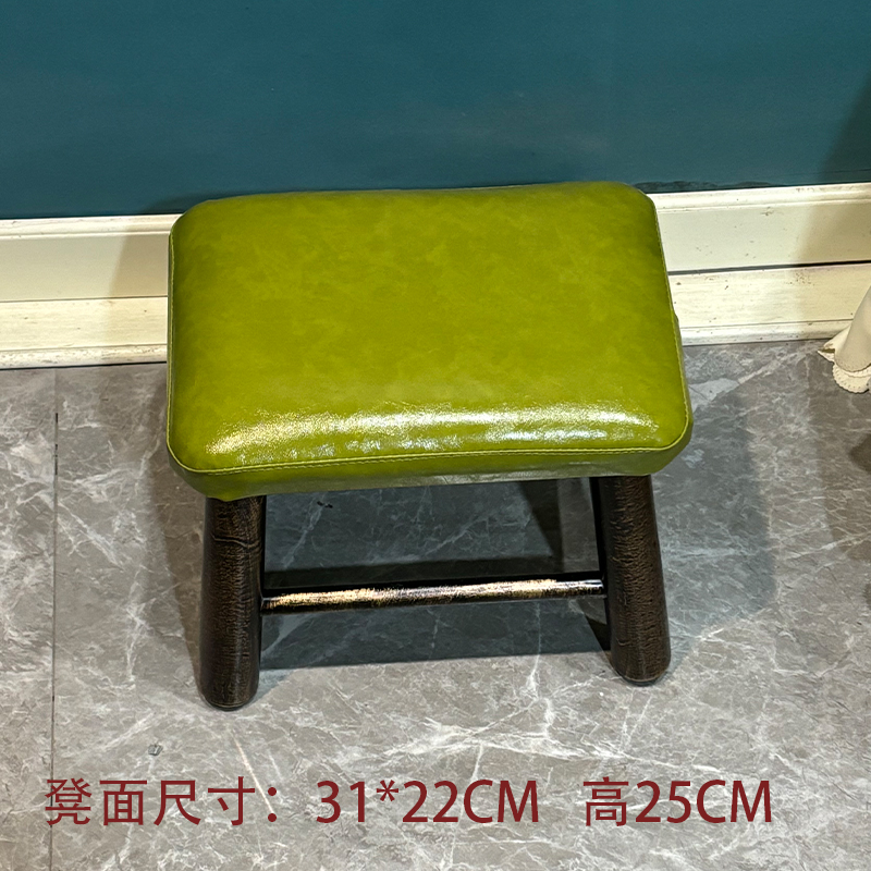 美式乡村实木长方小凳子家用客厅茶几沙发软矮凳门口换鞋凳免安装 - 图3