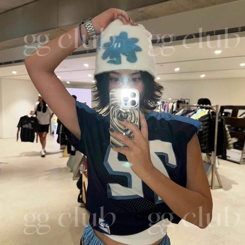 HANNI 金艺琳 yeri同款 SUNLOVE 尼龙提花毛绒针织帽可爱豆豆冷帽 - 图2