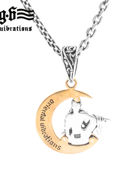 泰银观音项链月亮吊坠