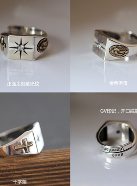 锆石纯银开口戒指