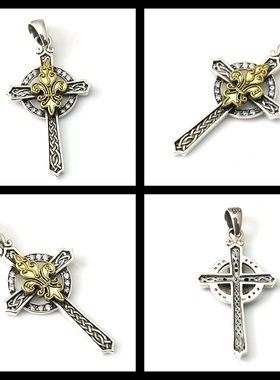 十字架镶嵌纯银项链吊坠