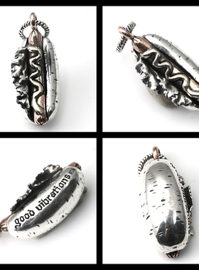 GoodVibrations潮品925纯银汉堡吊坠火腿挂坠酷型项链吊坠男女潮