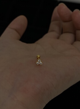 小朵” s925纯银mini极简花朵锆石耳钉养耳洞螺丝球免摘耳骨钉