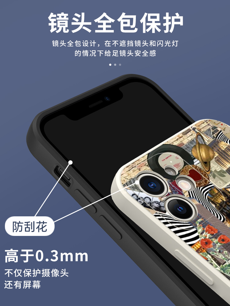 美式复古手机壳苹果14华为mate60小众iPhone15Promax小米13文艺OPPO欧美vivo法式12拼接40涂鸦11油画30创意50-图2