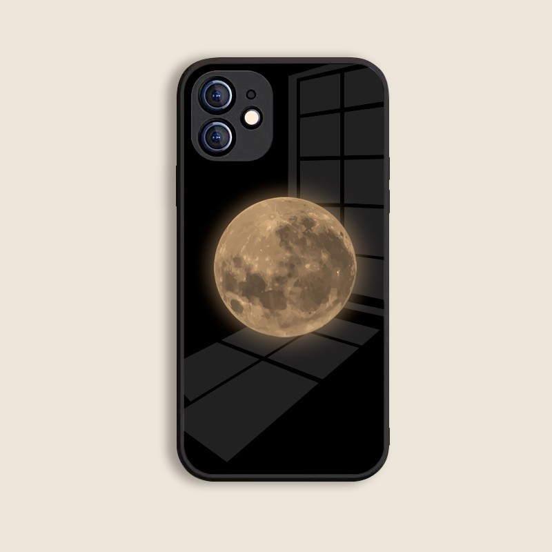 ins风土星月亮适用苹果14手机壳iphone13promax情侣任意机型12/11定制一对玻璃华为p50小米k60oppovivo简约