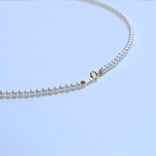 天然淡水小米珠珍珠项链18K黄金叠戴迷你Baby珠颈链轻奢锁骨正品 - 图1