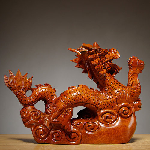 花梨实木质雕刻龙摆件十二生肖木龙吉祥物家居客厅装饰红木工艺品 - 图3