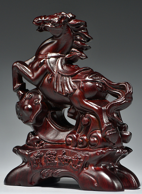 黑檀木雕马摆件实木质生肖马家居饰品客厅酒柜办公室开业中式礼品