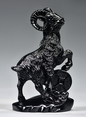 黑色木雕羊摆木头羊十二生肖动物