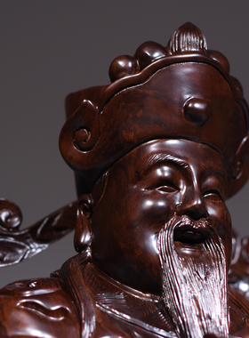 黑檀木文财神店铺开业送礼摆件