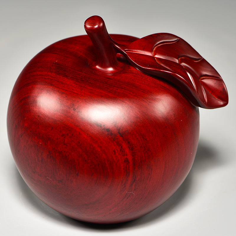红花梨木雕苹果摆件红木平安果家居客厅电视柜装饰工艺品乔迁送礼