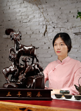 黑檀雕刻生肖工艺品红木开业
