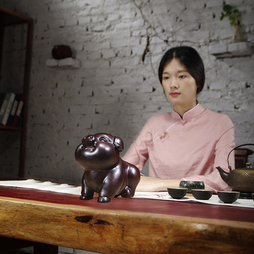 黑檀木雕猪摆件大号实木质十二生肖木头猪木制吉祥物装饰工艺品 - 图1