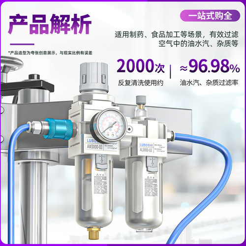 AFC2000空压机气源二联件AC3010-03调压过滤AW油水分离AL自动排水 - 图0