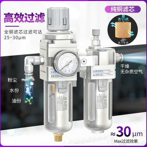 AFC2000空压机气源二联件AC3010-03调压过滤AW油水分离AL自动排水 - 图1