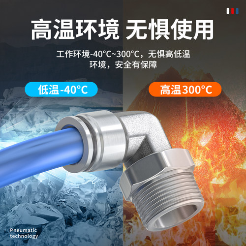 304不锈钢PC8-1寸公制螺纹M5M6M8气管气动快速接头NPT1/8直通气泵 - 图0