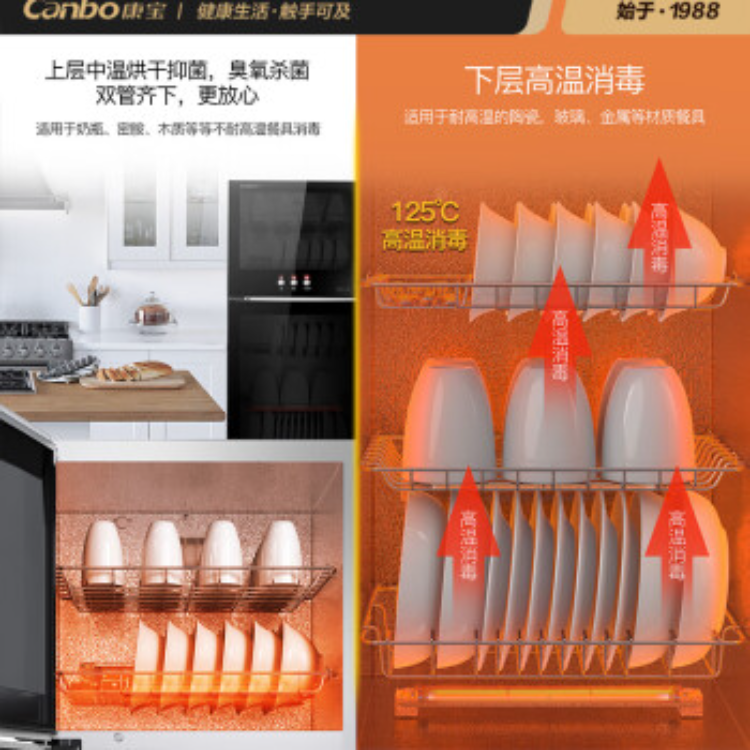 康宝W2消毒柜家用小型立式碗柜厨房客厅碗筷柜二星高温官方旗舰