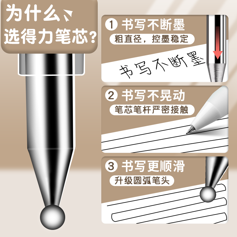Press the refill 0.5mm bullet tip firmly