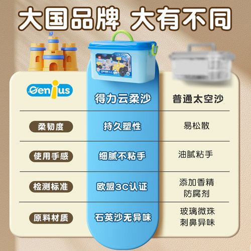 得力云柔沙太空沙玩具沙子儿童安全不粘手送礼儿童玩具生日礼物 - 图3