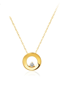 Baopu银项链s925纯银项链时尚轻奢简约小圆圈锆石纯银吊坠项链