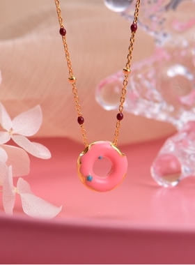 Baopu银项链s925纯银项链潮流时尚甜美气质甜甜圈纯银吊坠项链