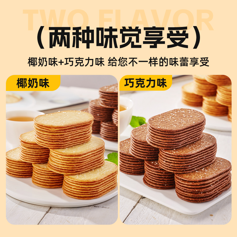 比比赞椰奶味薄脆饼干整箱早餐糖粒薄饼网红零食休闲食品小吃批发 - 图2