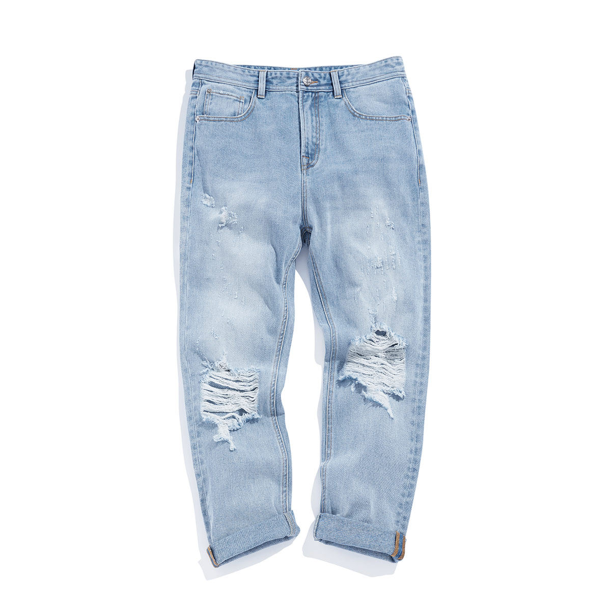 太平鸟男装蓝色男2020秋季#牛仔裤 太平鸟男装outlets店牛仔裤